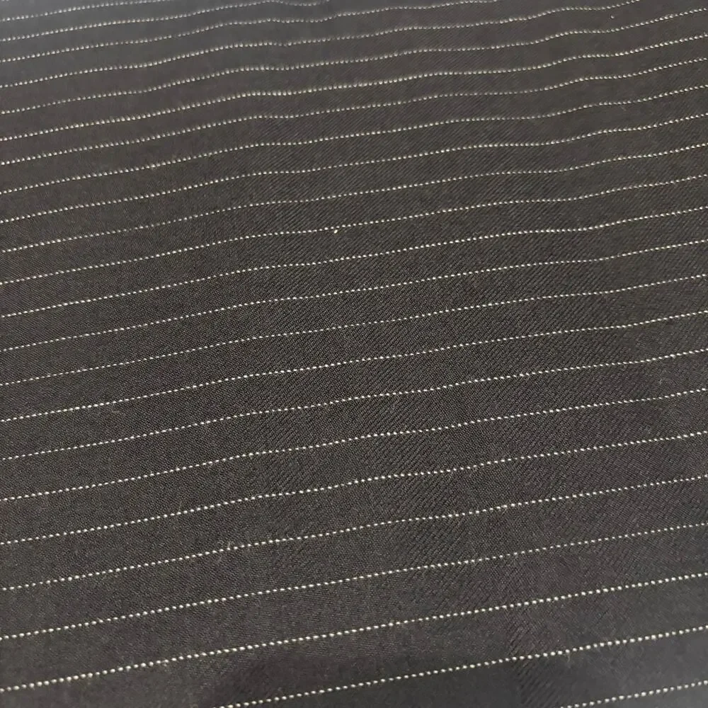 Black White Pinstripe Wool Fabric 60
